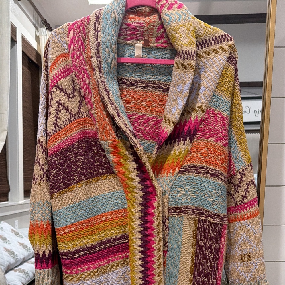 Anthropology Pilcro Geometric Patchwork Cardigan - image 1